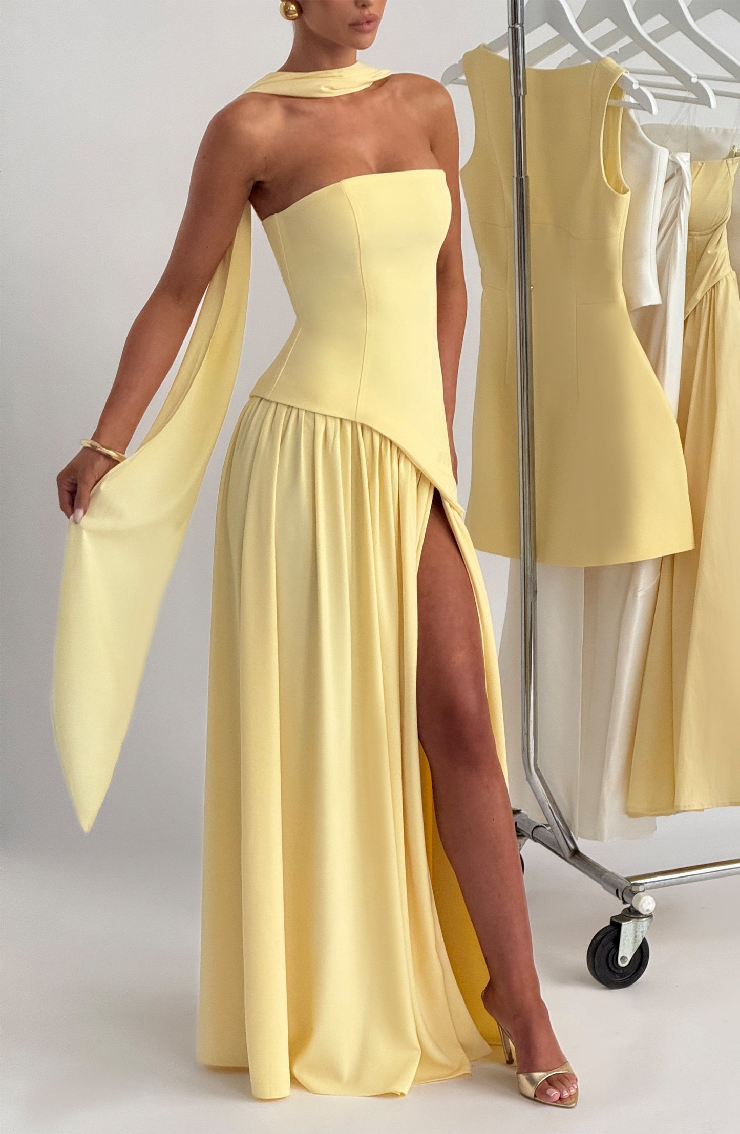 Océane™  | Citron maxi elegant klänning